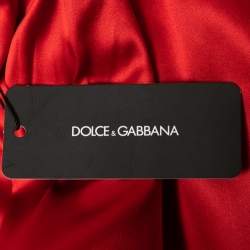 Pre Owned Dolce & Gabbana Red Fish Print Jacquard Sleeveless Shift Dress S