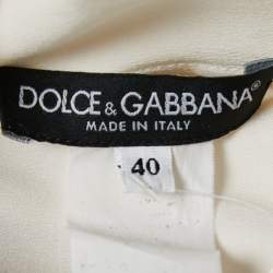 Pre Owned Dolce & Gabbana Cream Silk Satin Flower Detail Tank Top S