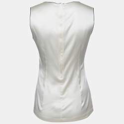 Pre Owned Dolce & Gabbana Cream Silk Satin Flower Detail Tank Top S