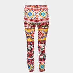 Pre Owned Dolce & Gabbana Multicolor Mambo Print Silk Slim Fit Trousers S