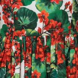 Pre Owned Dolce & Gabbana Red Floral Printed Cotton Sleeveless Mini Dress S