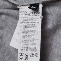 Pre Owned Dolce & Gabbana Grey Cotton DG Family Appliqued T-Shirt S