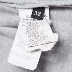Pre Owned Dolce & Gabbana Grey Cotton DG Family Appliqued T-Shirt S