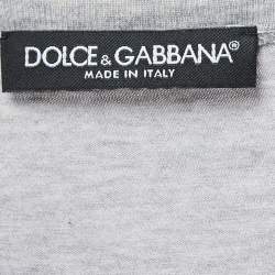 Pre Owned Dolce & Gabbana Grey Cotton DG Family Appliqued T-Shirt S