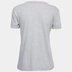 Pre Owned Dolce & Gabbana Grey Cotton DG Family Appliqued T-Shirt S