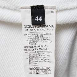 Pre Owned Dolce & Gabbana White Logo Print Cotton Hooded Sweatshirt M