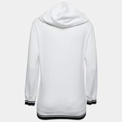 Pre Owned Dolce & Gabbana White Logo Print Cotton Hooded Sweatshirt M