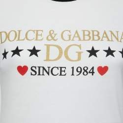 Pre Owned Dolce & Gabbana White Cotton Logo Print T-Shirt XS