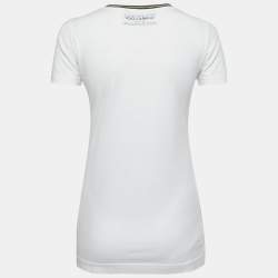Pre Owned Dolce & Gabbana White Cotton Logo Print T-Shirt XS