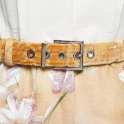 Dolce & Gabbana Beige Floral Hand Painted Canvas Limited Edition Midi Dress M