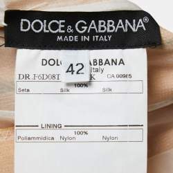 Dolce & Gabbana Beige Floral Hand Painted Canvas Limited Edition Midi Dress M