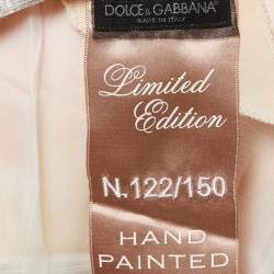 Dolce & Gabbana Beige Floral Hand Painted Canvas Limited Edition Midi Dress M