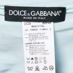 Pre Owned Dolce & Gabbana Blue & Gold Jacquard Silk Sleeveless Dress M