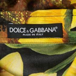 Pre Owned Dolce & Gabbana Black Sunflower Printed Silk Pajama Shirt M