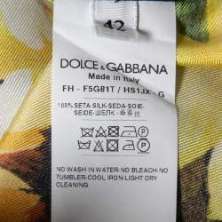 Pre Owned Dolce & Gabbana Black Sunflower Printed Silk Pajama Shirt M