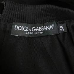 Pre Owned Dolce & Gabbana Black Neoprene Pearl Beaded Corset Cropped Sweatshirt S