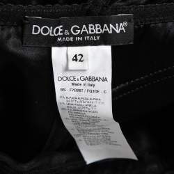 Pre Owned Dolce & Gabbana Brown/Grey Patterned Wool Bustier Long Sleeve Crop Top M