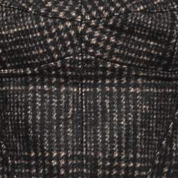 Pre Owned Dolce & Gabbana Brown/Grey Patterned Wool Bustier Long Sleeve Crop Top M