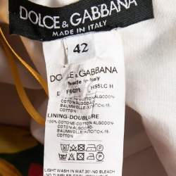 Pre Owned Dolce & Gabbana Multicolor Floral Print Cotton Flared Midi Dress M