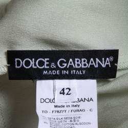 Pre Owned Dolce & Gabbana Green Silk Lace Trimmed Camisole Top M