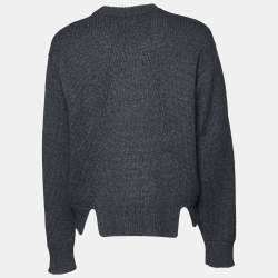 Pre Owned Dolce & Gabbana Dark Grey Embroidered Cashmere Crewneck Sweater S