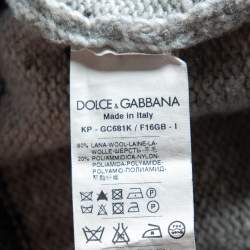 Pre Owned Dolce & Gabbana Grey Striped Wool Turtleneck Sweater L