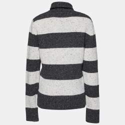 Pre Owned Dolce & Gabbana Grey Striped Wool Turtleneck Sweater L