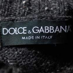 Pre Owned Dolce & Gabbana Grey Striped Wool Turtleneck Sweater L