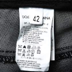 Pre Owned Dolce & Gabbana Black Denim Satin Stripe Detail Jeans M Waist 27"