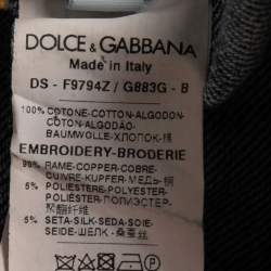 Pre Owned Dolce & Gabbana Blue Denim Anchor Embroidered Jacket S