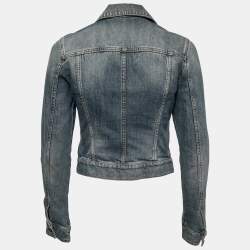 Pre Owned Dolce & Gabbana Blue Denim Anchor Embroidered Jacket S