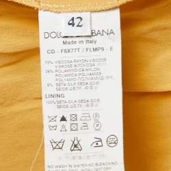 Pre Owned Dolce & Gabbana Yellow Floral Lace Pocket Detail Short Dress M