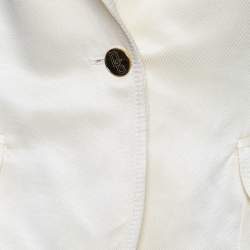 Pre Owned Dolce & Gabbana Cream Cotton & Silk Button Front Blazer M