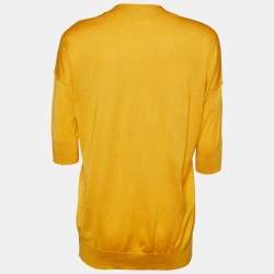 Pre Owned Dolce & Gabbana Yellow Cotton Knit Button Front Cardigan S
