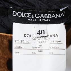 Pre Owned Dolce & Gabbana Brown Leopard Print Satin Silk Corset Top S