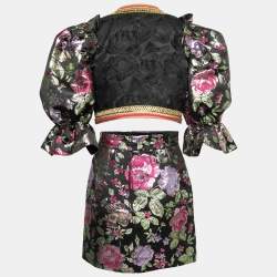 Dolce & Gabbana Black Floral Jacquard Bolero Jacket & Skirt Set S