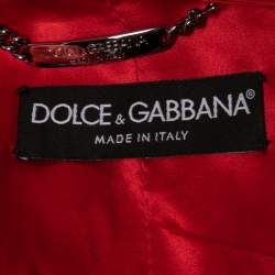 Pre Owned Dolce & Gabbana Red Ostrich Feather Cropped Bolero Jacket XS