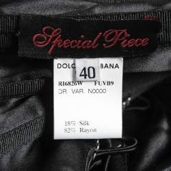 Pre Owned Dolce & Gabbana Black Velvet Corset Detail Strapless Asymmetrical Long Dress S