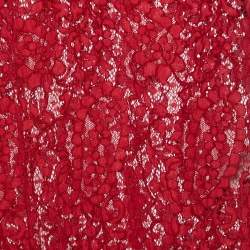 Pre Owned Dolce & Gabbana Red Floral Lace Tank Top  S