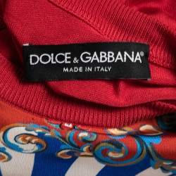 Dolce & Gabbana Red Printed Silk & Knit Pullover M