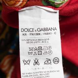 Dolce & Gabbana Red Printed Silk & Knit Pullover M