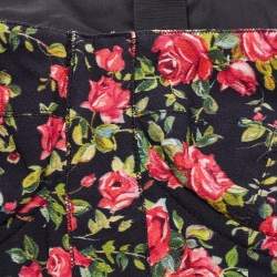 Pre Owned Dolce & Gabbana Black Floral Printed Crepe Corset Top S