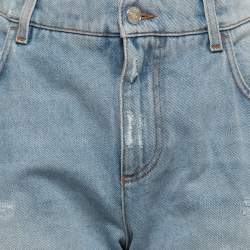 Pre Owned Dolce & Gabbana Blue Ripped Denim Boyfriend Jeans L Waist 34"