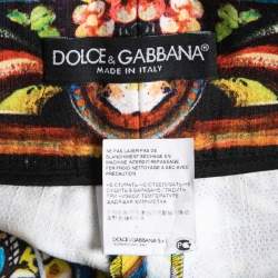 Pre Owned Dolce & Gabbana Black Printed Cotton High Waist Shorts S