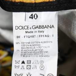 Pre Owned Dolce & Gabbana Black Printed Cotton High Waist Shorts S