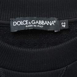 Pre Owned Dolce & Gabbana Black P Princess Appliqued Cotton Sweatshirt M