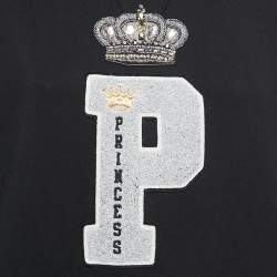 Pre Owned Dolce & Gabbana Black P Princess Appliqued Cotton Sweatshirt M