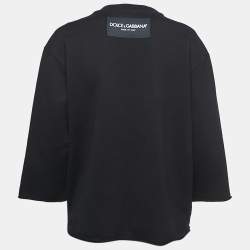 Pre Owned Dolce & Gabbana Black P Princess Appliqued Cotton Sweatshirt M