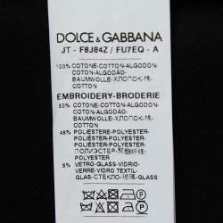 Pre Owned Dolce & Gabbana Black Cotton Patch Detail Crew Neck T-Shirt M