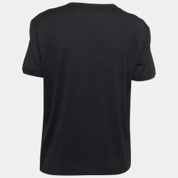 Pre Owned Dolce & Gabbana Black Cotton Patch Detail Crew Neck T-Shirt M